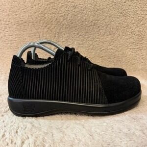 Alegria Pyper Capt Corduroy Womens Black Suede Lace Up Comfort Shoes Size 9